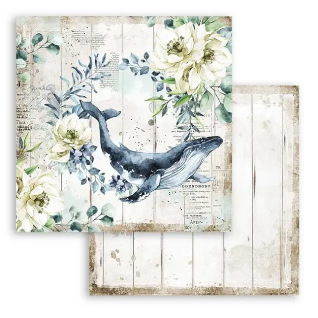 Χαρτί Scrapbooking Stamperia Διπλής Όψης - Romantic Sea Dream Whale - 31x30cm