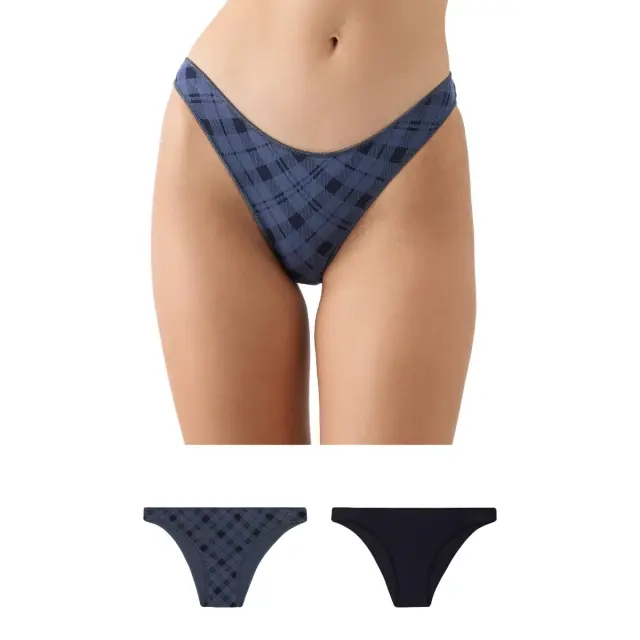 Minerva Γυναικείο Slip Rio Modal Fimelle - Διπλό Πακέτο, Χρώμα Marine-Plaid - XL