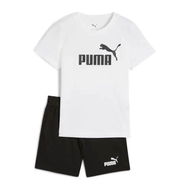 Puma Kids Essentials 1 Color No1 Logo Tee and Shorts Set Άσπρο - Μαύρο 685240-02 (Puma)