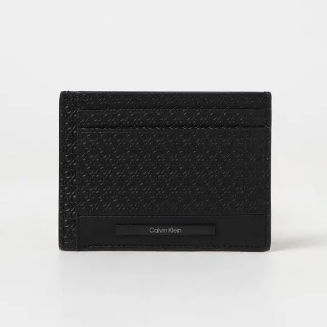 Calvin Klein - Ανδρική Δερμάτινη Καρτοθήκη Monogram-embossed Card Holder K50K511375-0GL Μαύρο