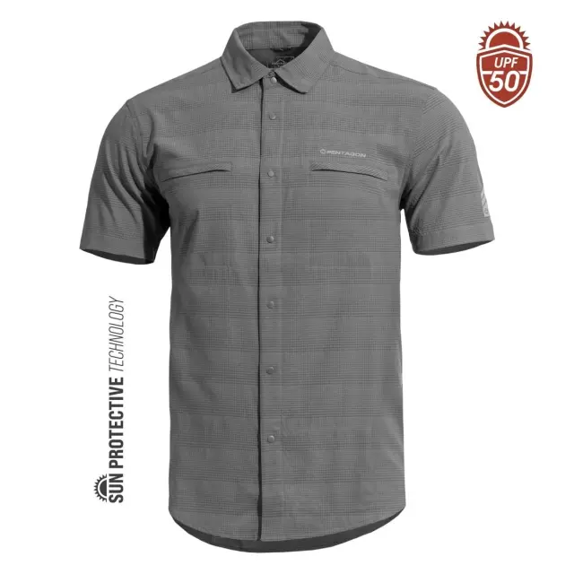 Pentagon Ripple Shirt Short-Πουκάμισο Κοντομάνικο για Τακτική-Καθημερινή Χρήση - 08WG-Wolf Grey-Γκρί Ανοιχτό