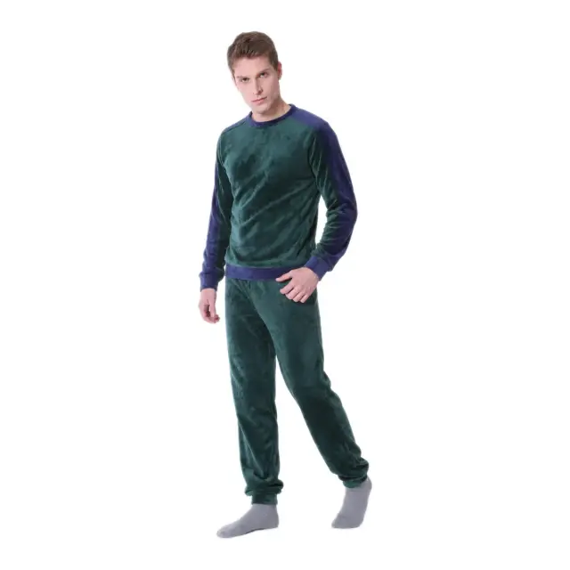 Mario Uomo Ανδρική Πυτζάμα Fleece LC, Χρώμα Σκούρο Πράσινο 3