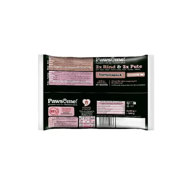 Pawsome Kitten Γαλοπούλα / Βοδινό FlowPack 85gr (2+2 Τεμ) 85gr FlowPack (2+2 Τεμ) 3