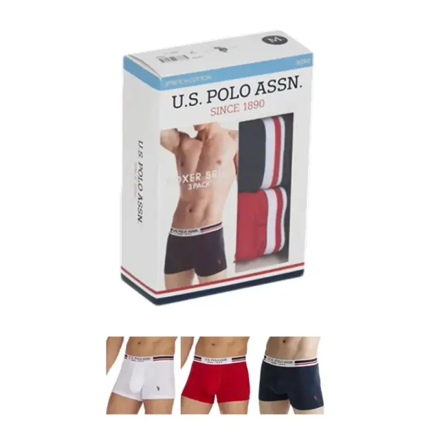 U.S. Polo ASSN. Ανδρικό Boxer Classic Stripes - Τριπλό Πακέτο, Χρώμα Σκ.Μπλε-Λευκό-Κόκκινο - S
