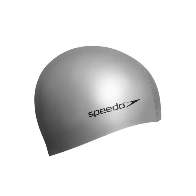 Speedo Unisex Adult Plain Flat Silicone Swim Cap Ασημί 8709911181 (Speedo) - One Size