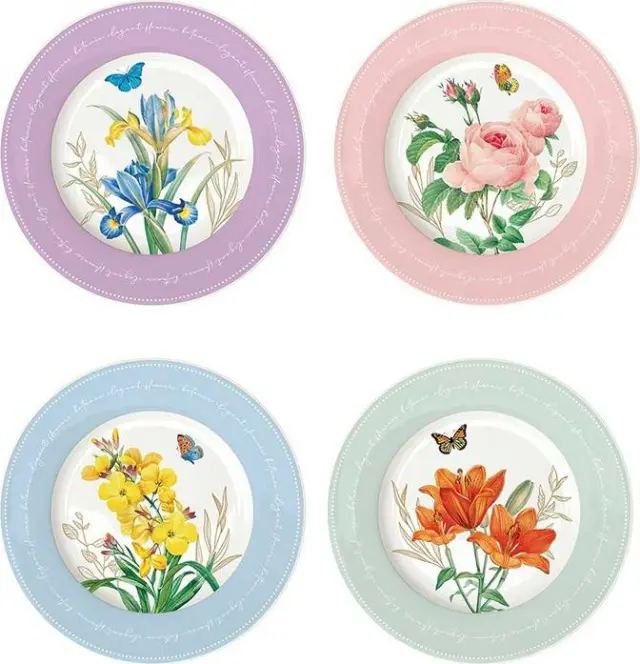 Easy Life Σετ 4 Πιάτα Γλυκού Πορσελάνης Royal Blossom 19cm 200ml Λευκό