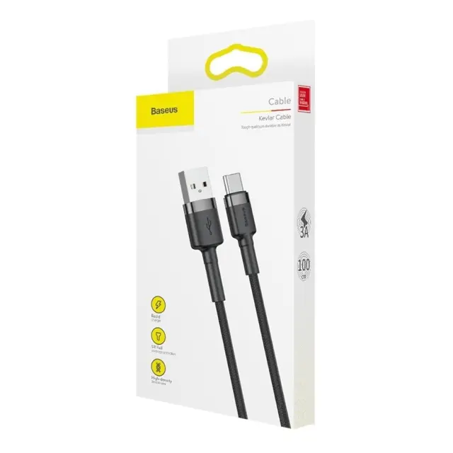 Baseus Cafule Braided USB 2.0 Cable USB-C male - USB-A male Μαύρο 2m (CATKLF-CG1) 2