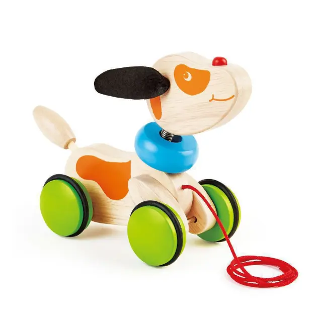 Pin Toys Ξύλινη τρεχαλίτσα 'Σκυλάκι', από μασίφ καουτσουκόδεντρο