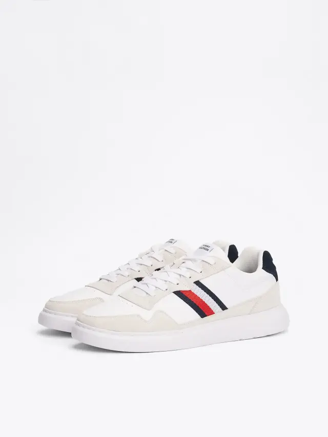 Tommy Hilfiger - Ανδρικά Sneakers Light Cupsole Lth Mix Stripes FM0FM04889-0K6 Λευκό 2