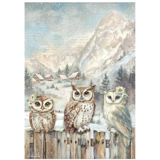 Stamperia Ριζόχαρτο Για Decoupage - The Owl's House 3 Owls - A4