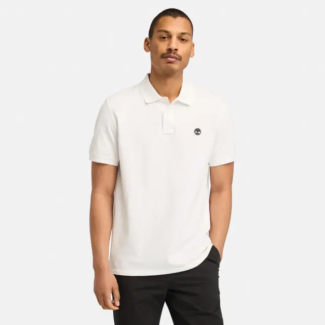Timberland - Ανδρικό T-shirt Polo Short-Sleeve με Λογότυπο Oyster River TB0A2BRY-100 Λευκό - 2XL