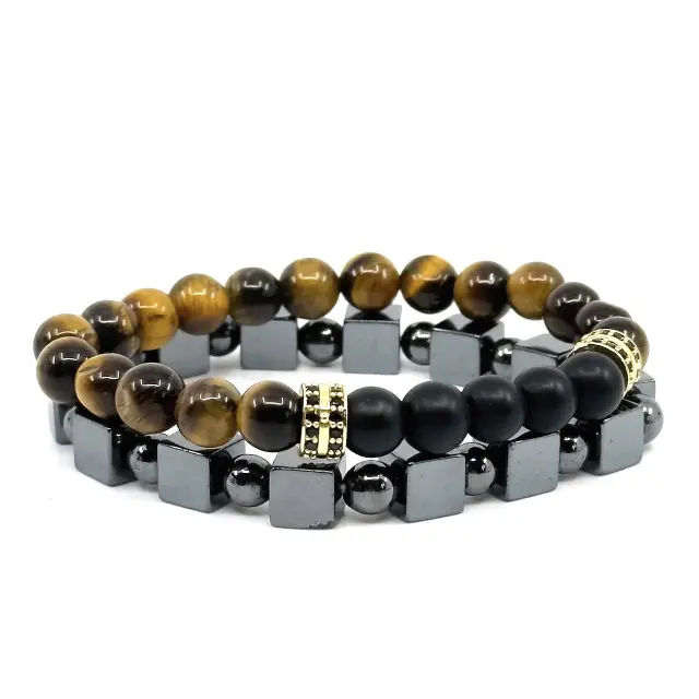 Tiger Eye Ελαστικό Βραχιόλι με Πέτρες και Ατσάλι