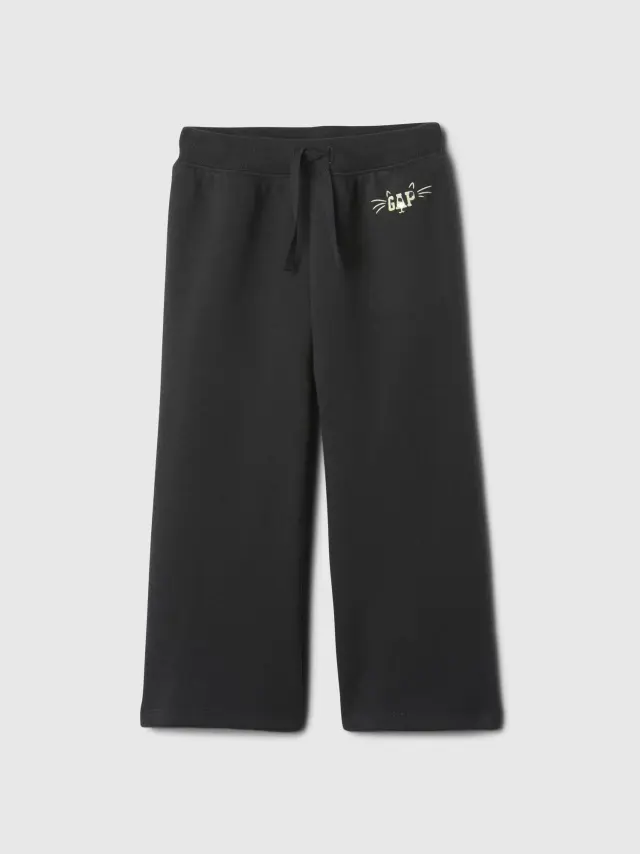 Μαύρο babyGap Logo Wide-Leg Pull-On Παντελόνι moonless night - 6-12M