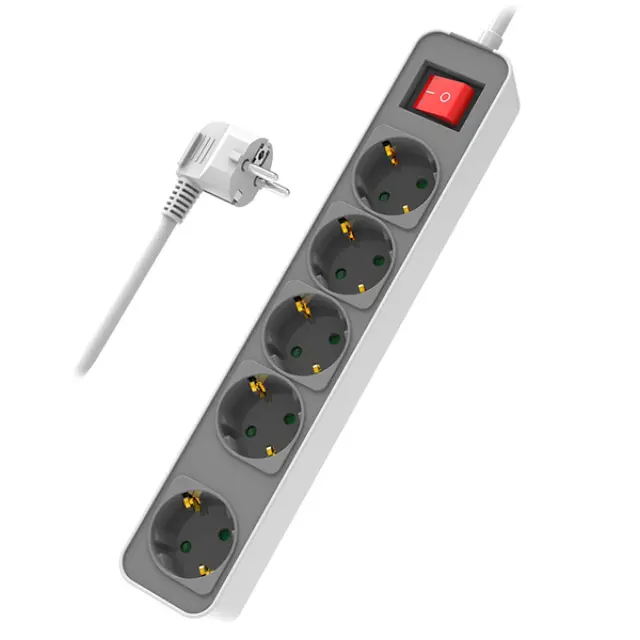 Πολύπριζο Ασφαλείας Powertech 5x Schuko White 1.4m (PT-1057)