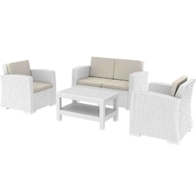 Σετ Σαλόνι-Καθιστικό MONACO Λευκό PP 140x79x79/82x79x79/92x57x43cm