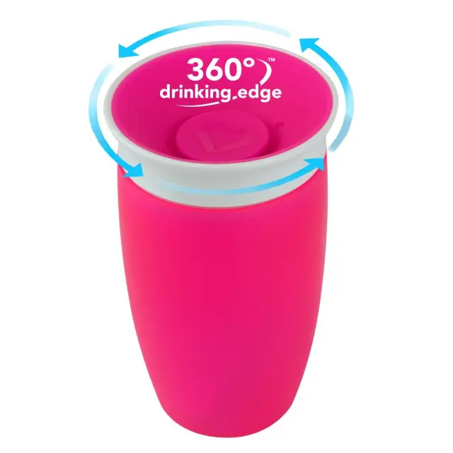 Παιδικό Ποτηράκι "Miracle Sippy Cup 360°" από Πλαστικό για 12m+ 296ml Ροζ - Munchkin