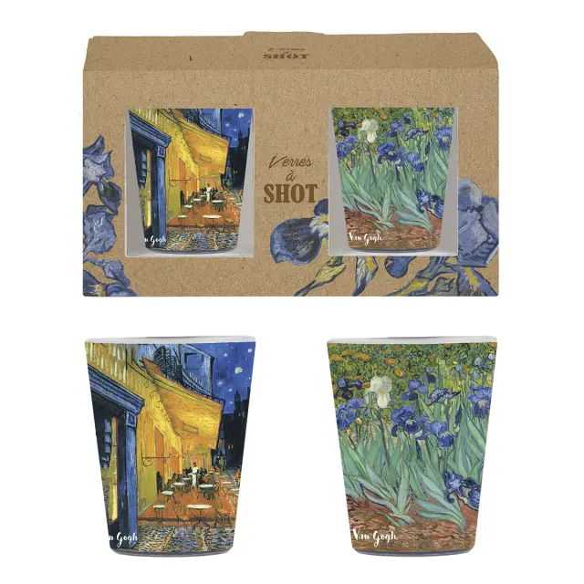 Enesco Σετ 2 Ποτήρια για σφηνάκια: Van Gogh "Café, le Soir'' & "Iris"