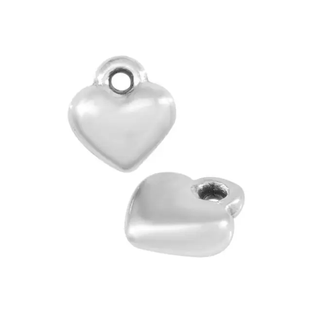 Μεταλλικό Χυτό Μοτίφ Καρδιά, 999° Silver Antique Plated, 6mm - 10τεμ