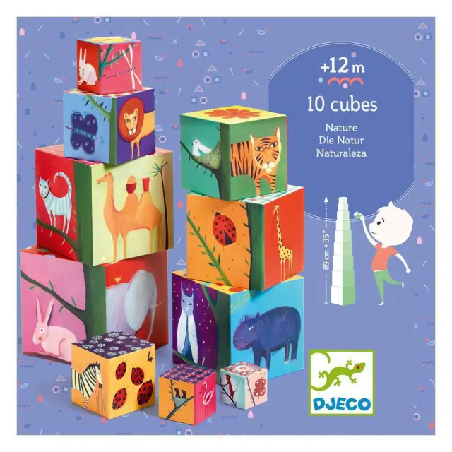 Djeco 10 Κύβοι στοίβαξης - αρίθμησης 'Ζωάκια και φύση' 86cm ύψος 2