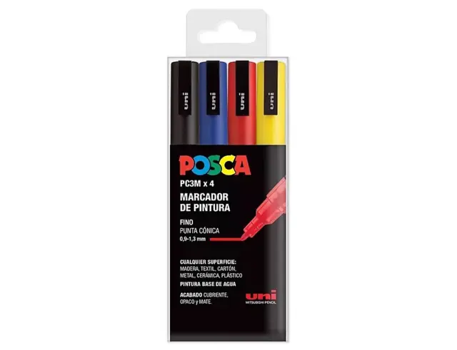 Σετ Μαρκαδόρων Uni Posca PC-3M 4 ΤεμαχίωνPC-3M 4P SET BASIC COLOR
