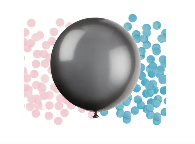 Μπαλόνι Λάτεξ 24 Μαύρο με Κομφετί Gender Reveal / 61 εκ
