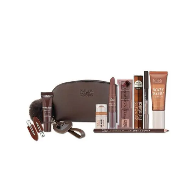 MUA Velvet Σετ Μακιγιάζ για Πρόσωπο, Μάτια & Χείλη με Νεσεσέρ Chocolate 10τμχ 302685