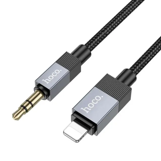 Hoco UPA32A - Καλώδιο AUX Jack 3.5mm (Αρσενικό) σε Lightning (Αρσενικό) 1m σε Μαύρο Χρώμα