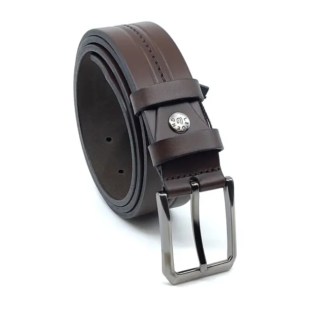 Καφέ Δερμάτινη Ζώνη Full Grain 3,5 cm - 130cm 2