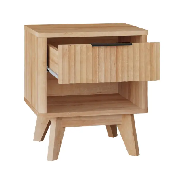 Κομοδίνο Hamea pakoworld mdf σε φυσική απόχρωση 45x39.5x50.2εκ 2