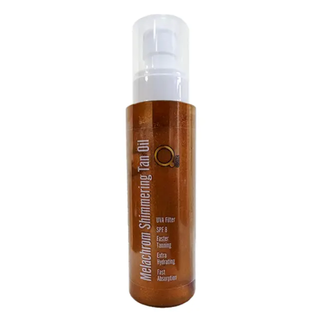 Melachrom Shimmering Tan Oil SPF8 UVA 200ml with Glitter by Qure - Λάδι μαυρίσματος με γκλίτερ από την Qure