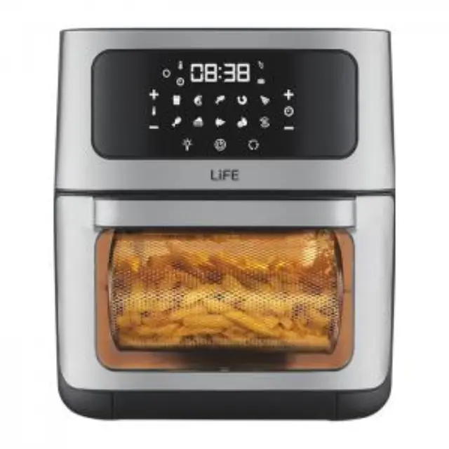 Φριτέζα αέρος 12L, με ψηφιακή οθόνη LED, γυάλινη πόρτα και φωτιζόμενο κάδο, 1800W. 3