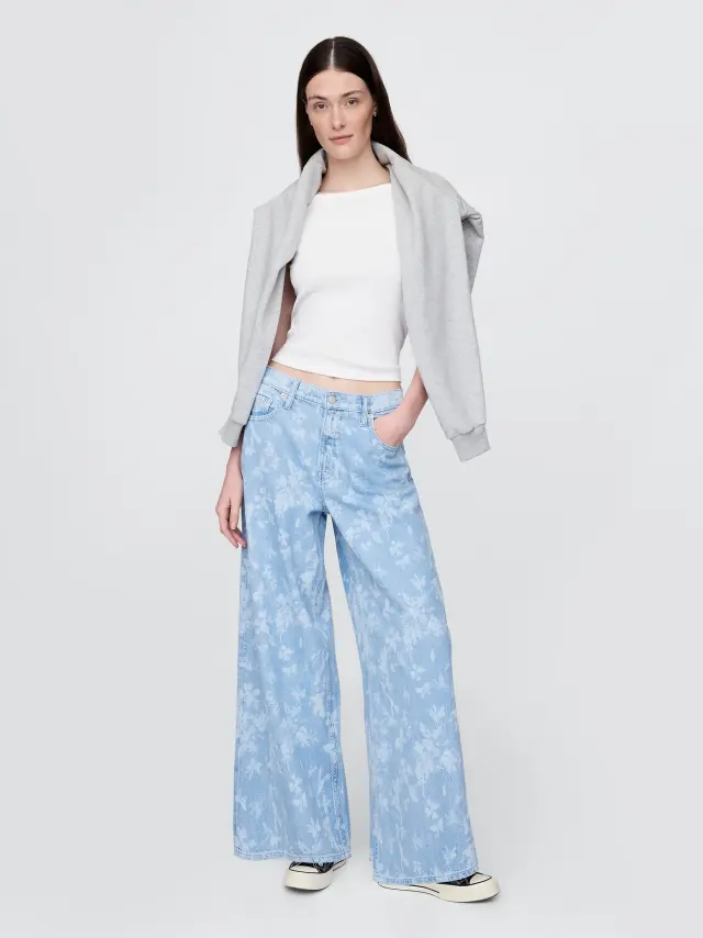 Mid Rise UltraSoft Baggy Τζιν Παντελόνι Light indigo floral