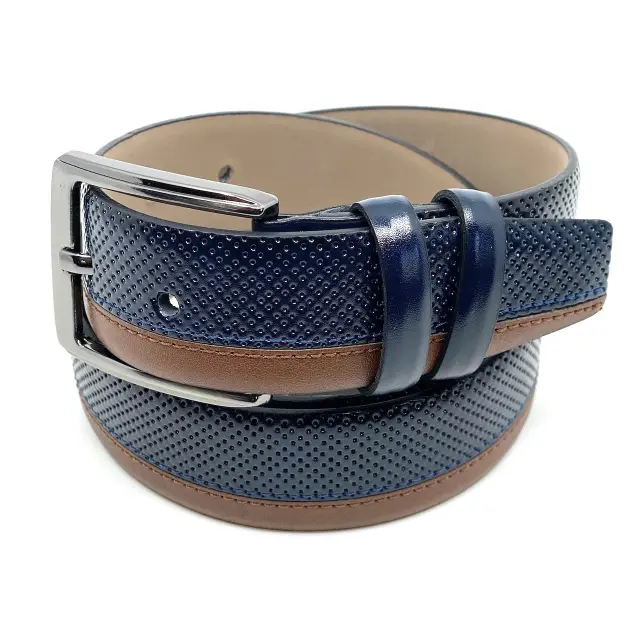 Μπλε με Ταμπά Ζώνη P.U. Leather 3,5 cm - 105cm