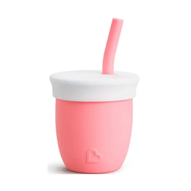 Munchkin C est Silicone Training Cup with Straw 6m+, 118ml Ανοιχτό Ροζ