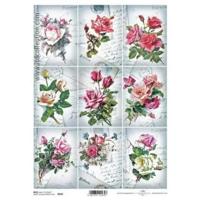 Ριζόχαρτο ITD, 21x29cm, Roses cards, R542