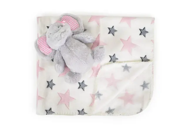 Cangaroo Κουβέρτα Αγκαλιάς Με Λούτρινο 75*90cm Fleece Elephant Pink 3800146269197