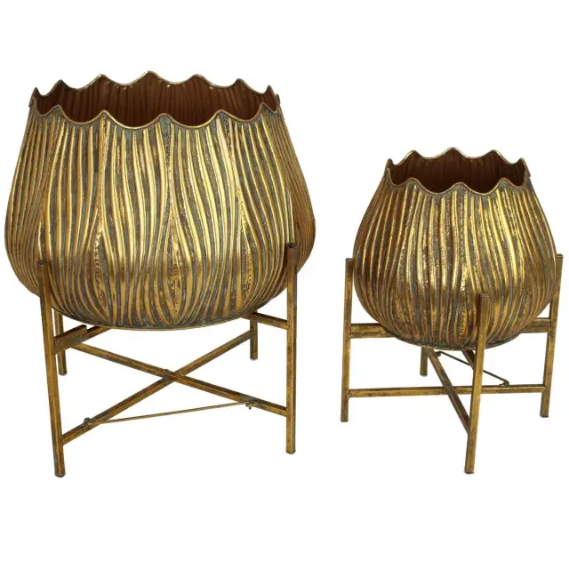 Κασπώ Χρυσό Μέταλλο 43x43x48.5cm Σετ 2Τμχ