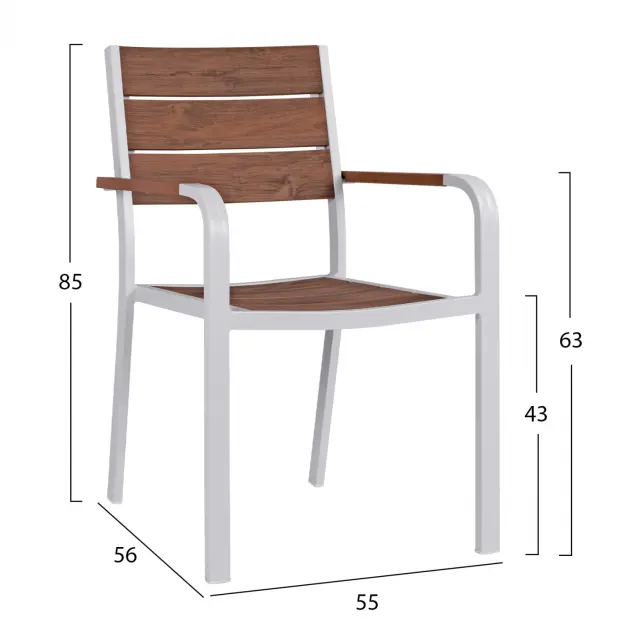 ΠΟΛΥΘΡΟΝΑ ΑΛΟΥΜΙΝΙΟΥ ΛΕΥΚΗ ΜΕ POLYWOOD FB95127.01 55x56x85Υ εκ. 2