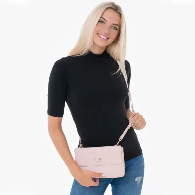 Calvin Klein - Γυναικεία Τσάντα Χιαστί Re-Lock Dbl Xbody W/Flap Quil K60K609686-TER Ροζ 2
