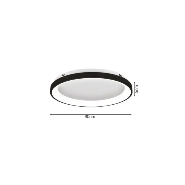 Inlight Πλαφονιέρα οροφής LED 38W 3CCT από μαύρο μέταλλο και ακρυλικό D:80x5cm (42044-A-Black) 2