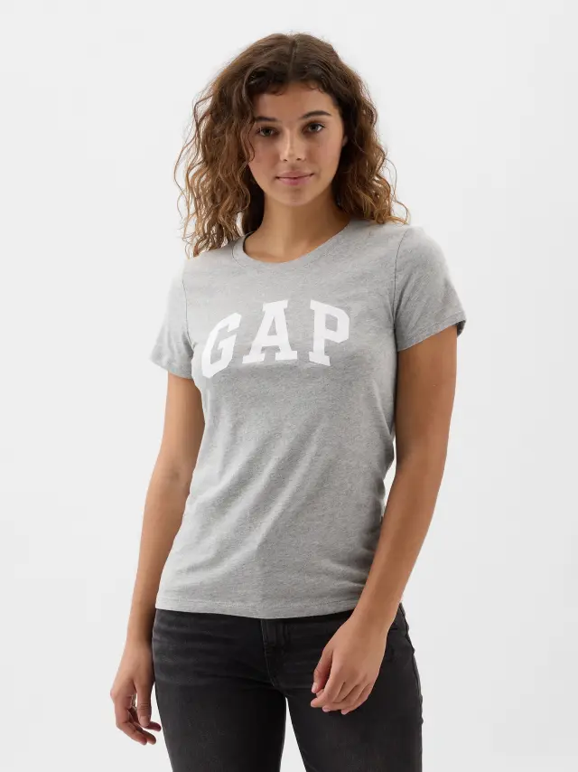 Γυναικεία Gap Κοντομάνικη Μπλούζα με Logo light gray marl