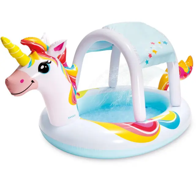 Φουσκωτή πισίνα Unicorn Spray Intex παιδική, χωρητικότητας 130lt, 254x132x109cm I03403970 2