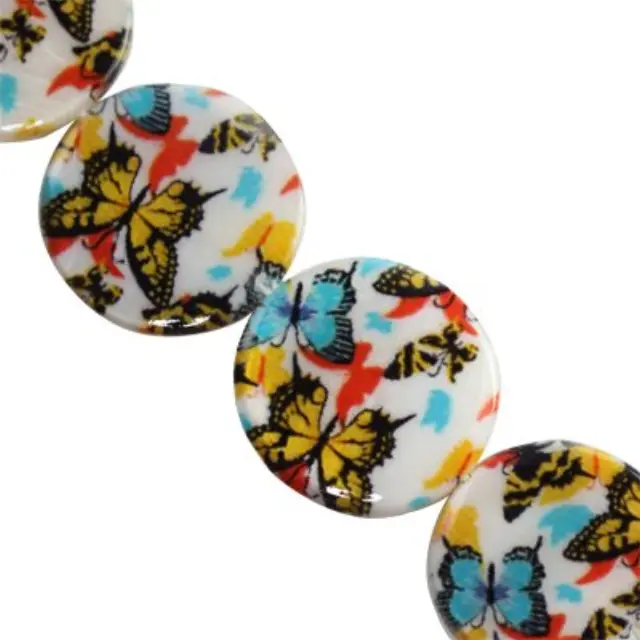 Mother of Pearl Δίσκος Butterflies 25mm - 5τεμ