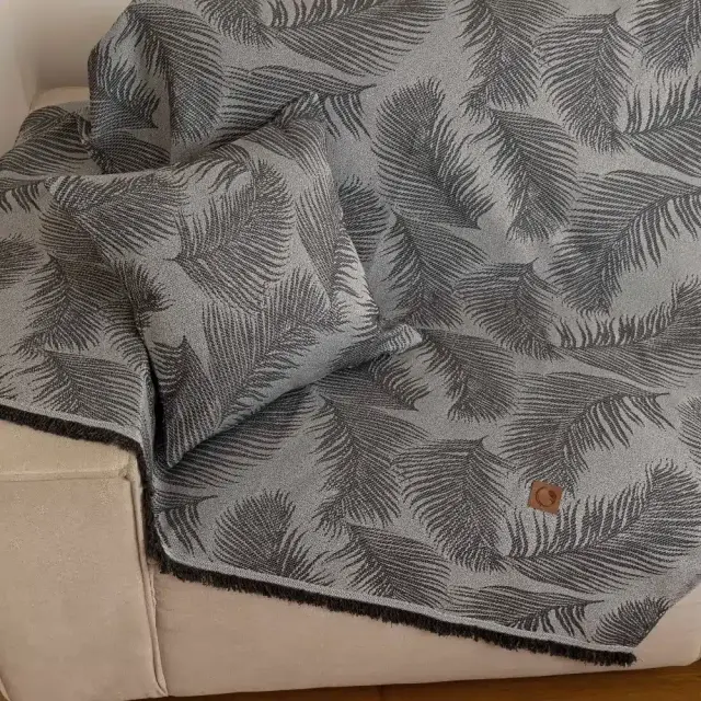 Ριχτάρι Βαμβακερό Πολυθρόνας Phoenix Ανθρακί 180 x 180 cm Ανθρακί 180 x 180 cm 3