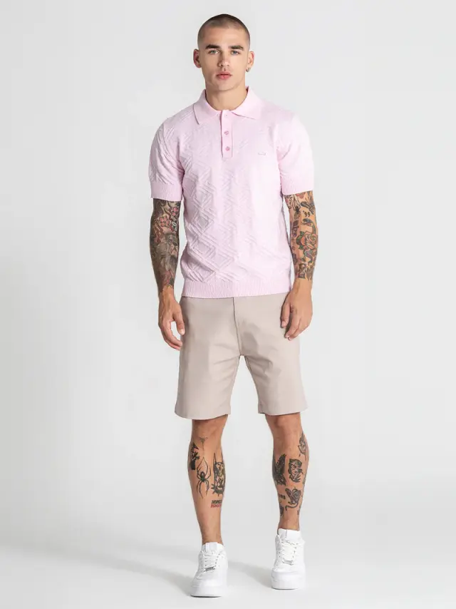 Gianni Kavanagh Ανδρικό CLASSY Πλεκτό Polo Shirt - Light Pink - S 3