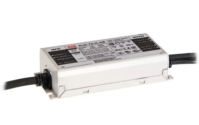 AC-DC Single output LED driver Constant Power Mode with built-in PFC; Output 12Vdc at 5A; Metal housing design; IP67; Built-in potentiometer 75W