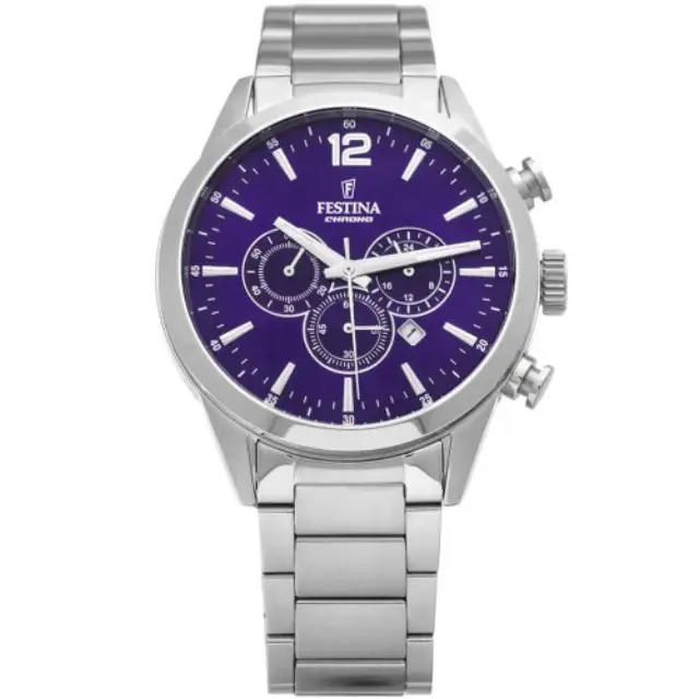 Festina Timeless, Men's Chronograph Watch, Grey Silver Stainless Steel Bracelet F20343/7