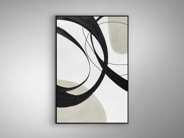 Actio II 386692 – Πίνακας Acrylic 80x120cm με Μαύρο Πλαίσιο Άσπρο Γκρί