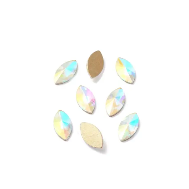 Glass Rhinestone για Κόλλα Crystal AB Eye 10x5x2.5mm - 15τεμ