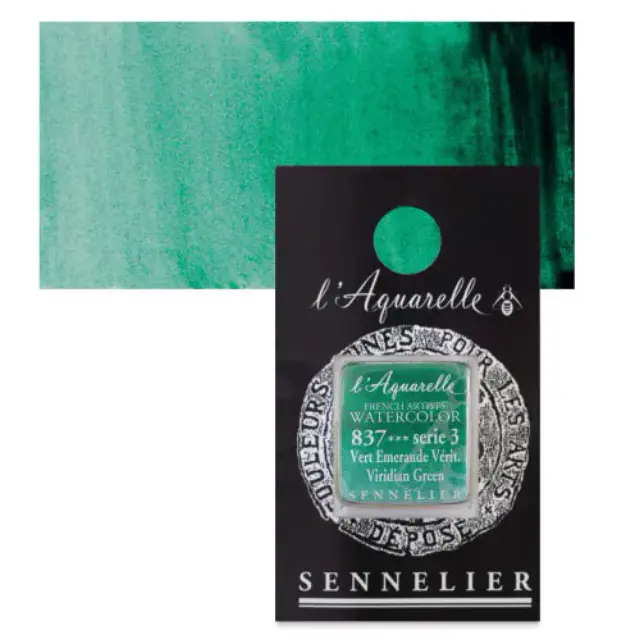 Χρώμα Ακουαρέλας Sennelier l Aquarelle Half Pan - 837 Viridian Green